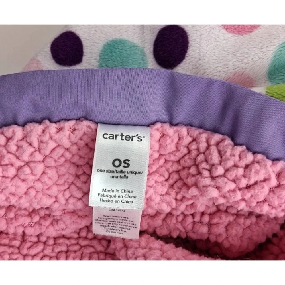 Carter's Polka Dot Baby Girl Blanket Pink Sherpa Purple Blue Green Ruffled Edge